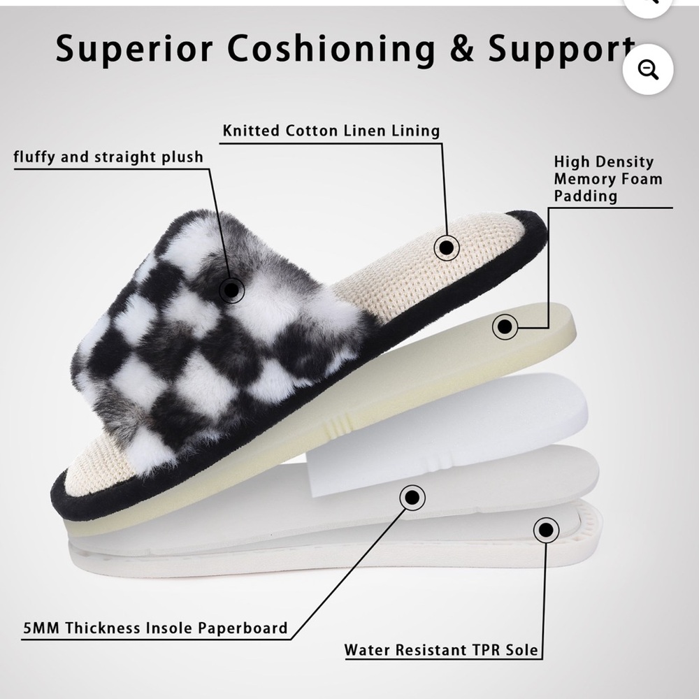 Plaid Faux Fur Women's Slippers - Picture 2 of 6